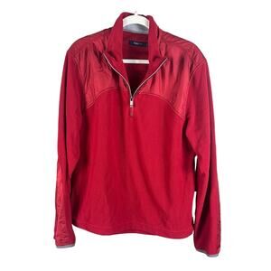 Ermenegildo Zegna Sport Pullover Fleece 1/4 Zip Sweatshirt Top Jacket Red Large